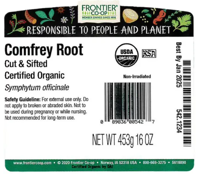 Frontier Co-op Comfrey Root, Cut & Sifted, Organic 1 lb.
